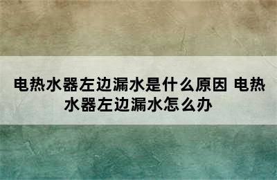 电热水器左边漏水是什么原因 电热水器左边漏水怎么办